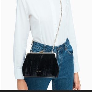 kate spade jewel frame crushed velvet convertible clutch